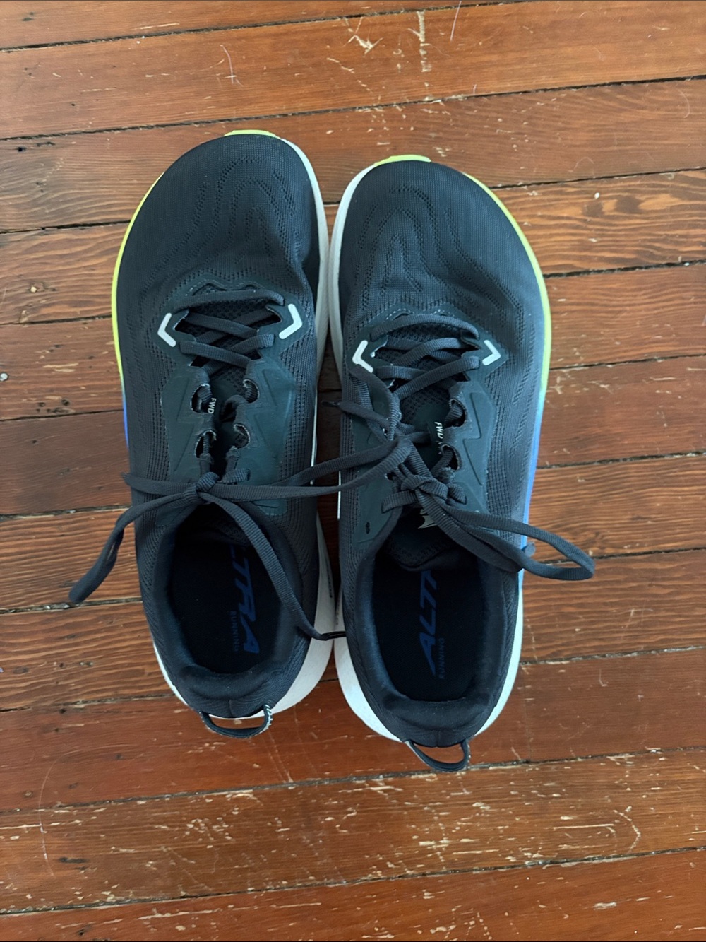 Altra Black Running Shoes with Lime and White Accents